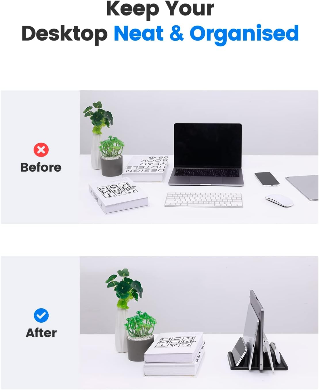 3 in 1 Vertical Laptop Stand Holder,Adjustable ABS Plastic Desktop Notebook Dock,Vertical Laptop Stand Space-Saving for All MacBook/Surface/Samsung/HP/Dell/Chrome Book