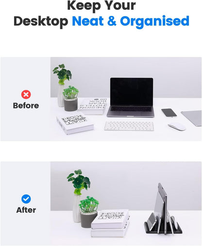 3 in 1 Vertical Laptop Stand Holder,Adjustable ABS Plastic Desktop Notebook Dock,Vertical Laptop Stand Space-Saving for All MacBook/Surface/Samsung/HP/Dell/Chrome Book