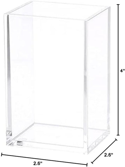 Clear Acrylic Pencil Pen Holder Cup, Clear Makeup Brush Holder, Acrylic Desk Accessories, Stationery Organizer for Office Desk Accessory