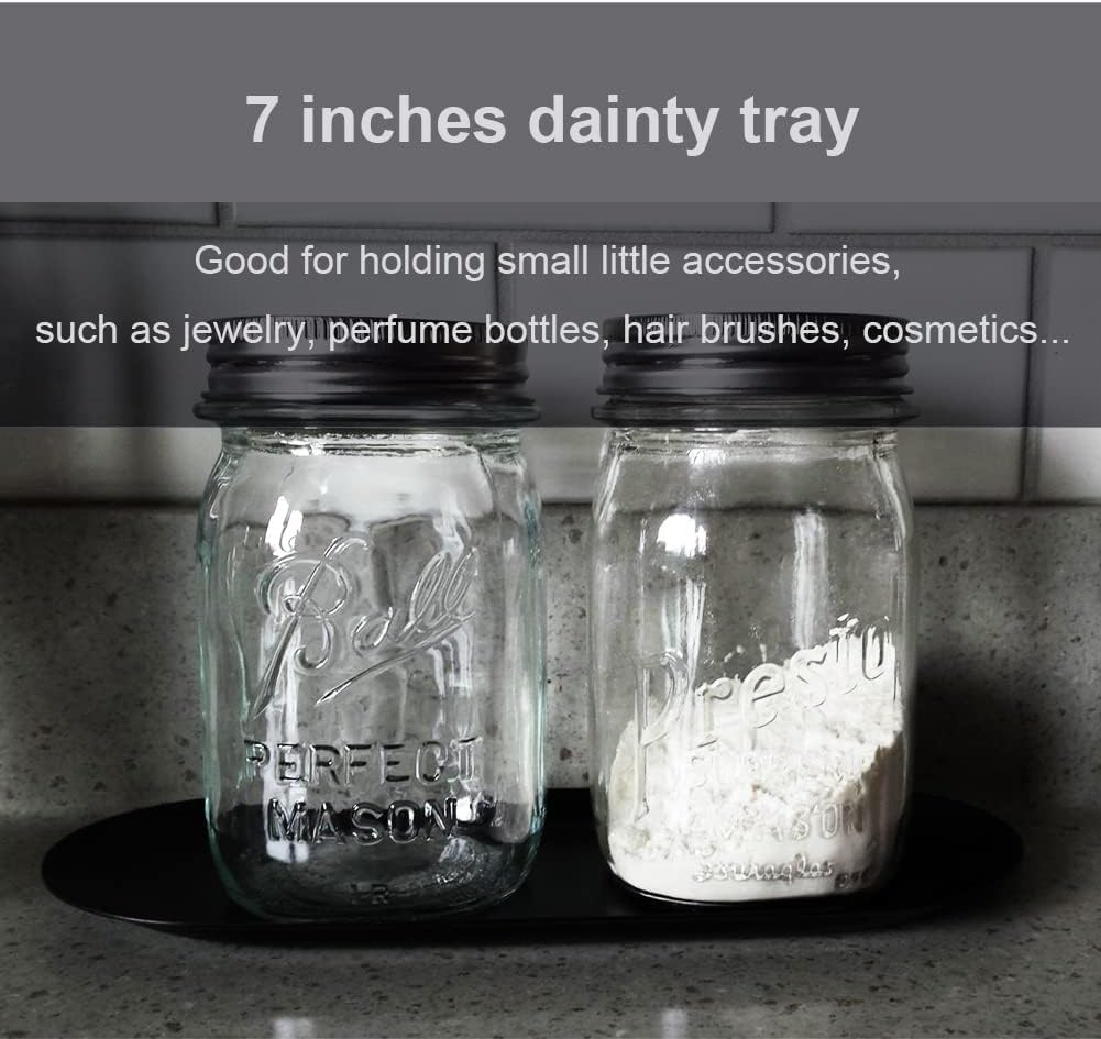 Stainless Steel Decorative Tray, Set of 2, 7 Inch Long, Jewelry Dish Cosmetics Organizer Bathroom Clutter Serving Platter Small Storage Tray, Oval, Gold