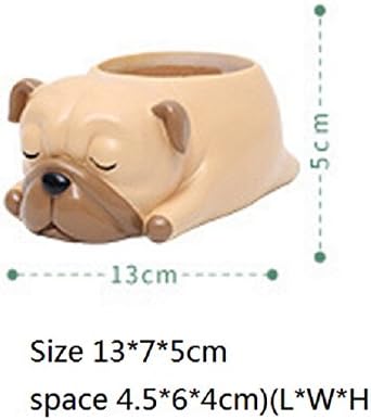 Cute Dog Flowerpot Resin Succulent Planter Desk Mini Ornament (Pug)
