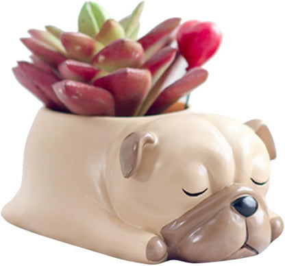 Cute Dog Flowerpot Resin Succulent Planter Desk Mini Ornament (Pug)