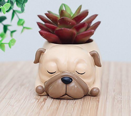 Cute Dog Flowerpot Resin Succulent Planter Desk Mini Ornament (Pug)