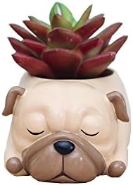 Cute Dog Flowerpot Resin Succulent Planter Desk Mini Ornament (Pug)