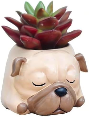Cute Dog Flowerpot Resin Succulent Planter Desk Mini Ornament (Pug)