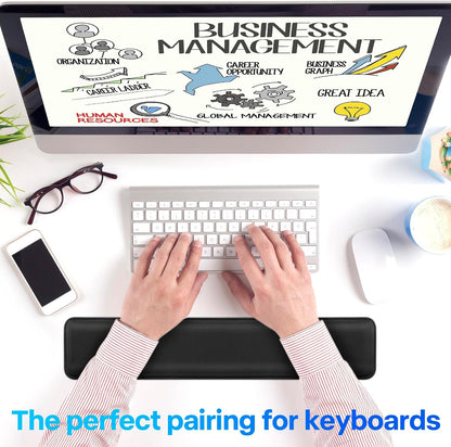 Keyboard Wrist Rest Memory Foam, Easy Typing Pain Relief, Keyboard Mouse Pad Set for Computer, Laptop, Home & Office