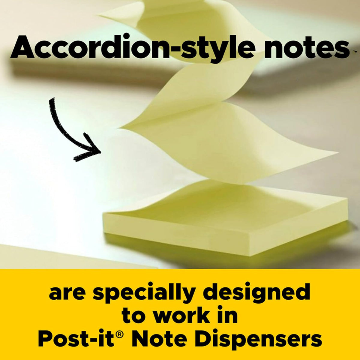 Super Sticky Dispenser Notes, 3 x 3 in, Canary Yellow, 12 Pads
