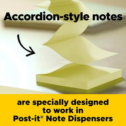 Super Sticky Dispenser Notes, 3 x 3 in, Canary Yellow, 12 Pads