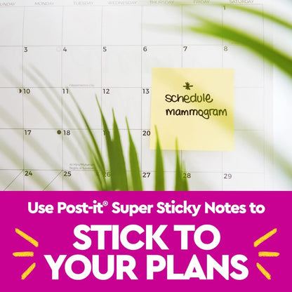 Super Sticky Dispenser Notes, 3 x 3 in, Canary Yellow, 12 Pads