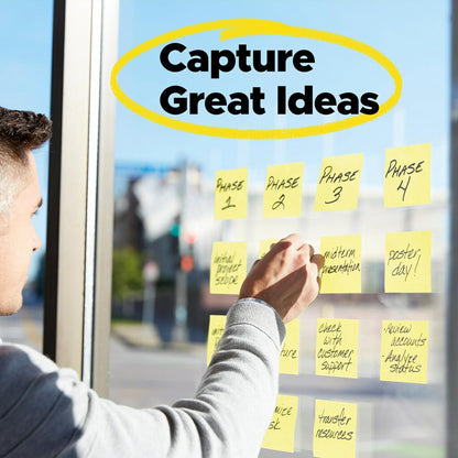Super Sticky Dispenser Notes, 3 x 3 in, Canary Yellow, 12 Pads