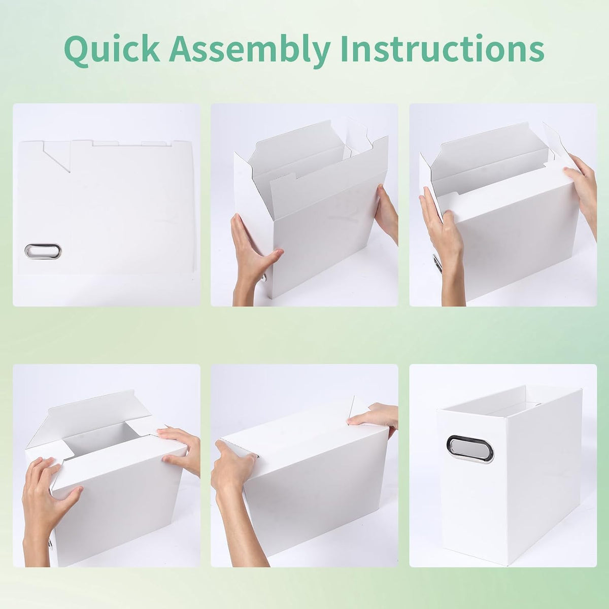 Collapsible File Organizer Box with Handle, Filing Organizer for Home or Office, Small Portable File Box(White)