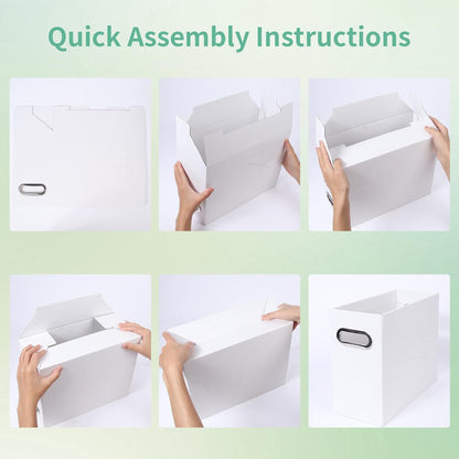 Collapsible File Organizer Box with Handle, Filing Organizer for Home or Office, Small Portable File Box(White)