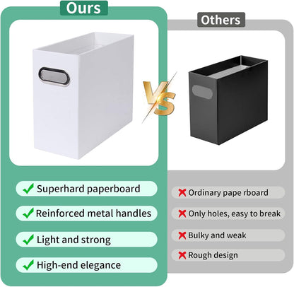 Collapsible File Organizer Box with Handle, Filing Organizer for Home or Office, Small Portable File Box(White)
