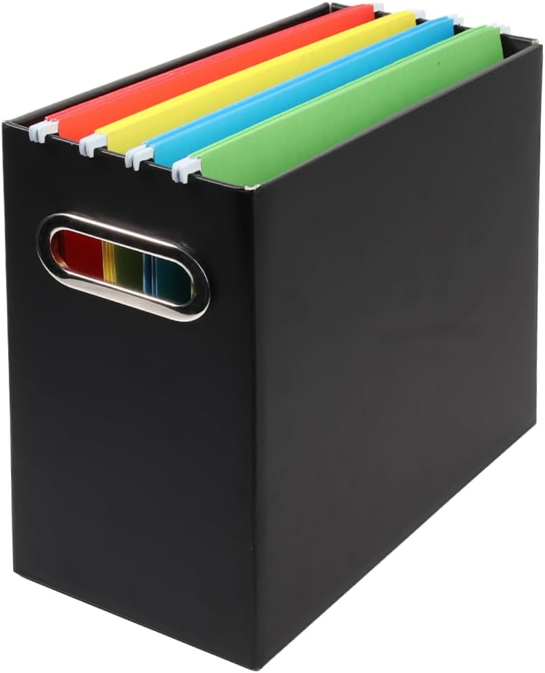 Collapsible File Organizer Box with Handle, Filing Organizer for Home or Office, Small Portable File Box(White)