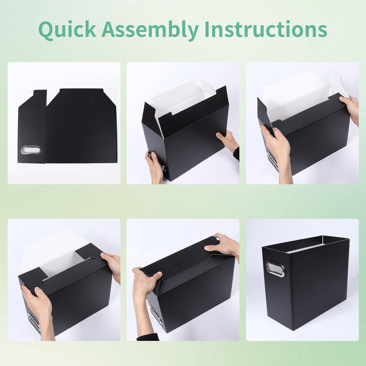 Collapsible File Organizer Box with Handle, Filing Organizer for Home or Office, Small Portable File Box(White)