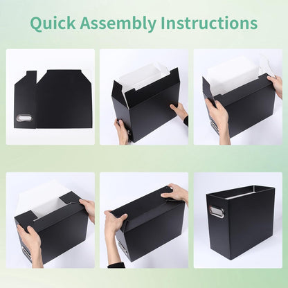 Collapsible File Organizer Box with Handle, Filing Organizer for Home or Office, Small Portable File Box(White)