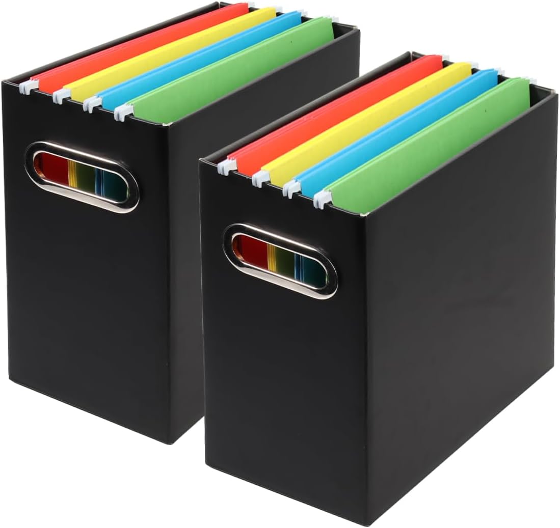 Collapsible File Organizer Box with Handle, Filing Organizer for Home or Office, Small Portable File Box(White)