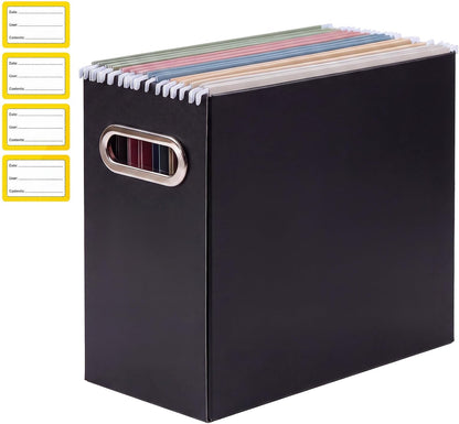 Collapsible File Organizer Box with Handle, Filing Organizer for Home or Office, Small Portable File Box(White)