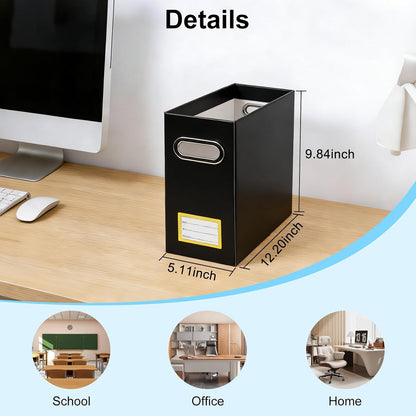 Collapsible File Organizer Box with Handle, Filing Organizer for Home or Office, Small Portable File Box(White)