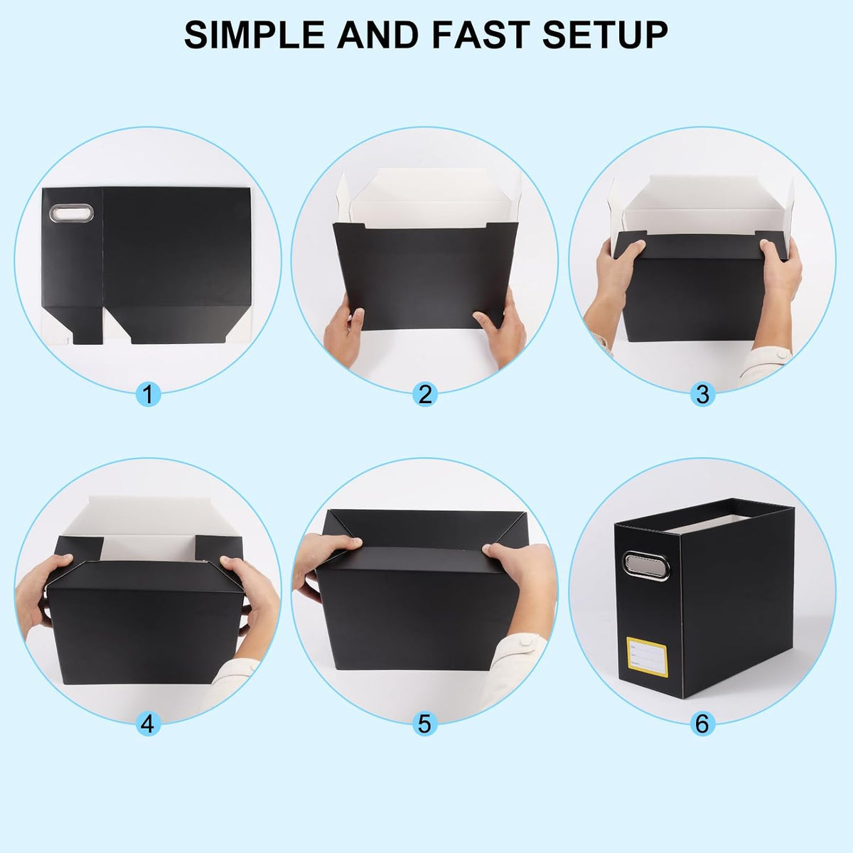 Collapsible File Organizer Box with Handle, Filing Organizer for Home or Office, Small Portable File Box(White)