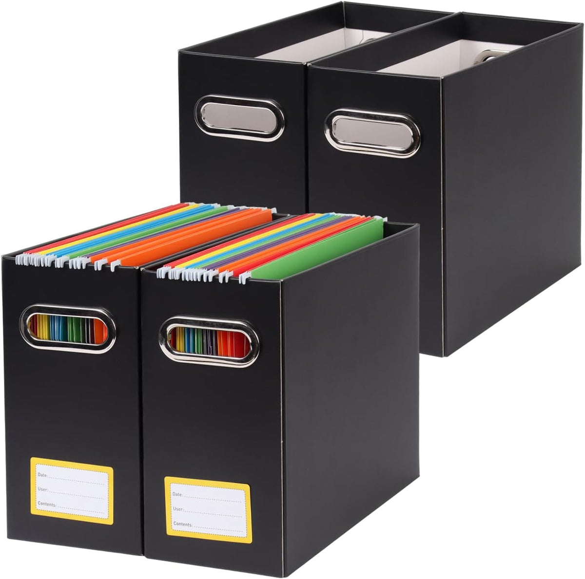 Collapsible File Organizer Box with Handle, Filing Organizer for Home or Office, Small Portable File Box(White)