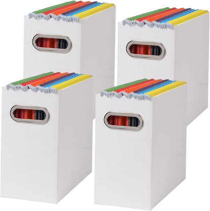 Collapsible File Organizer Box with Handle, Filing Organizer for Home or Office, Small Portable File Box(White)
