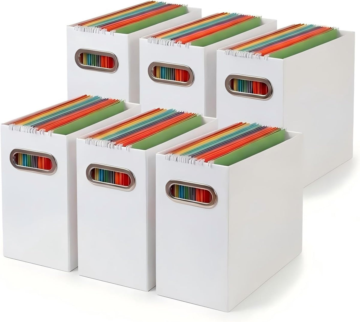 Collapsible File Organizer Box with Handle, Filing Organizer for Home or Office, Small Portable File Box(White)