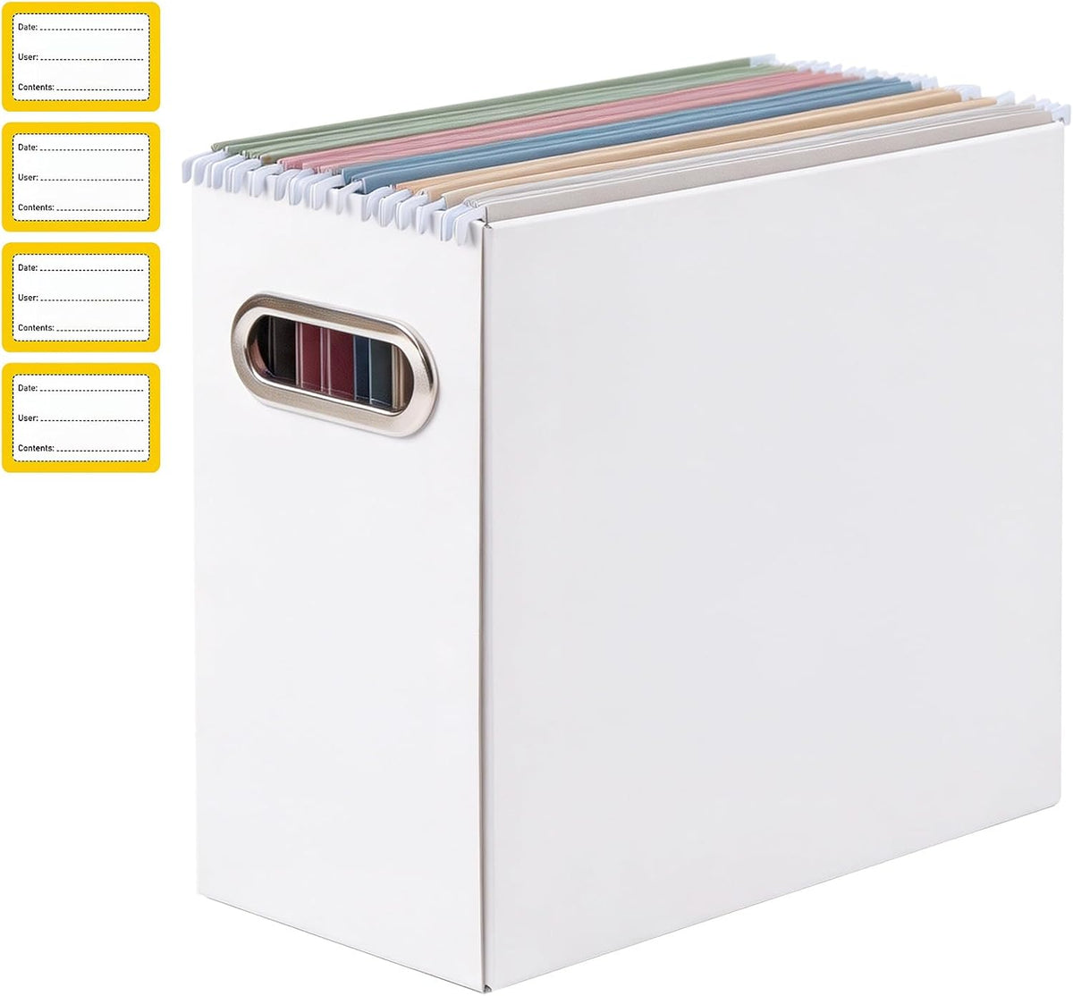Collapsible File Organizer Box with Handle, Filing Organizer for Home or Office, Small Portable File Box(White)