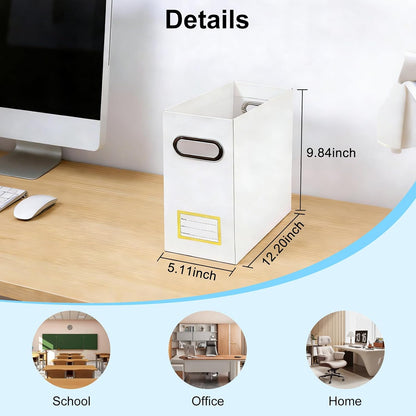 Collapsible File Organizer Box with Handle, Filing Organizer for Home or Office, Small Portable File Box(White)