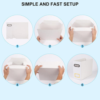 Collapsible File Organizer Box with Handle, Filing Organizer for Home or Office, Small Portable File Box(White)