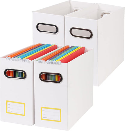 Collapsible File Organizer Box with Handle, Filing Organizer for Home or Office, Small Portable File Box(White)