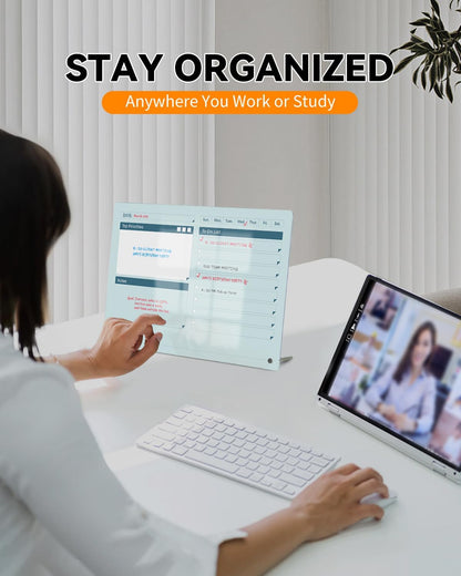 Acrylic Dry Erase to-Do List Board with Top Priorities Notes, 9x13 Desktop Whiteboard Planner with Stand, Daily Task Organizer for Office/Home/School, Includes 3 Dry Erase Markers (White)