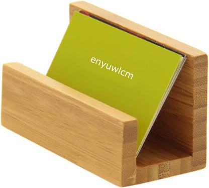 1 Pack Bamboo Wood Desktop Business Card Holder for Desk Sturdy Business Card Display Stand for Office Suitable for Men Women