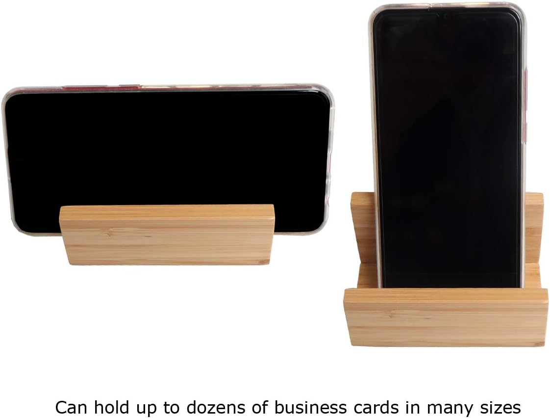 1 Pack Bamboo Wood Desktop Business Card Holder for Desk Sturdy Business Card Display Stand for Office Suitable for Men Women