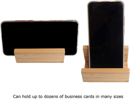 1 Pack Bamboo Wood Desktop Business Card Holder for Desk Sturdy Business Card Display Stand for Office Suitable for Men Women