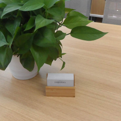 1 Pack Bamboo Wood Desktop Business Card Holder for Desk Sturdy Business Card Display Stand for Office Suitable for Men Women