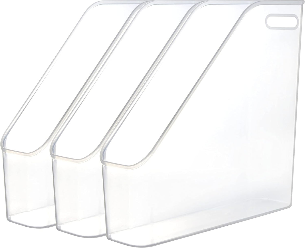 3 Pack File Folder Bin Storage, Plastic File Folder Bin Organizer with Handle