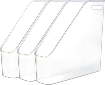 3 Pack File Folder Bin Storage, Plastic File Folder Bin Organizer with Handle