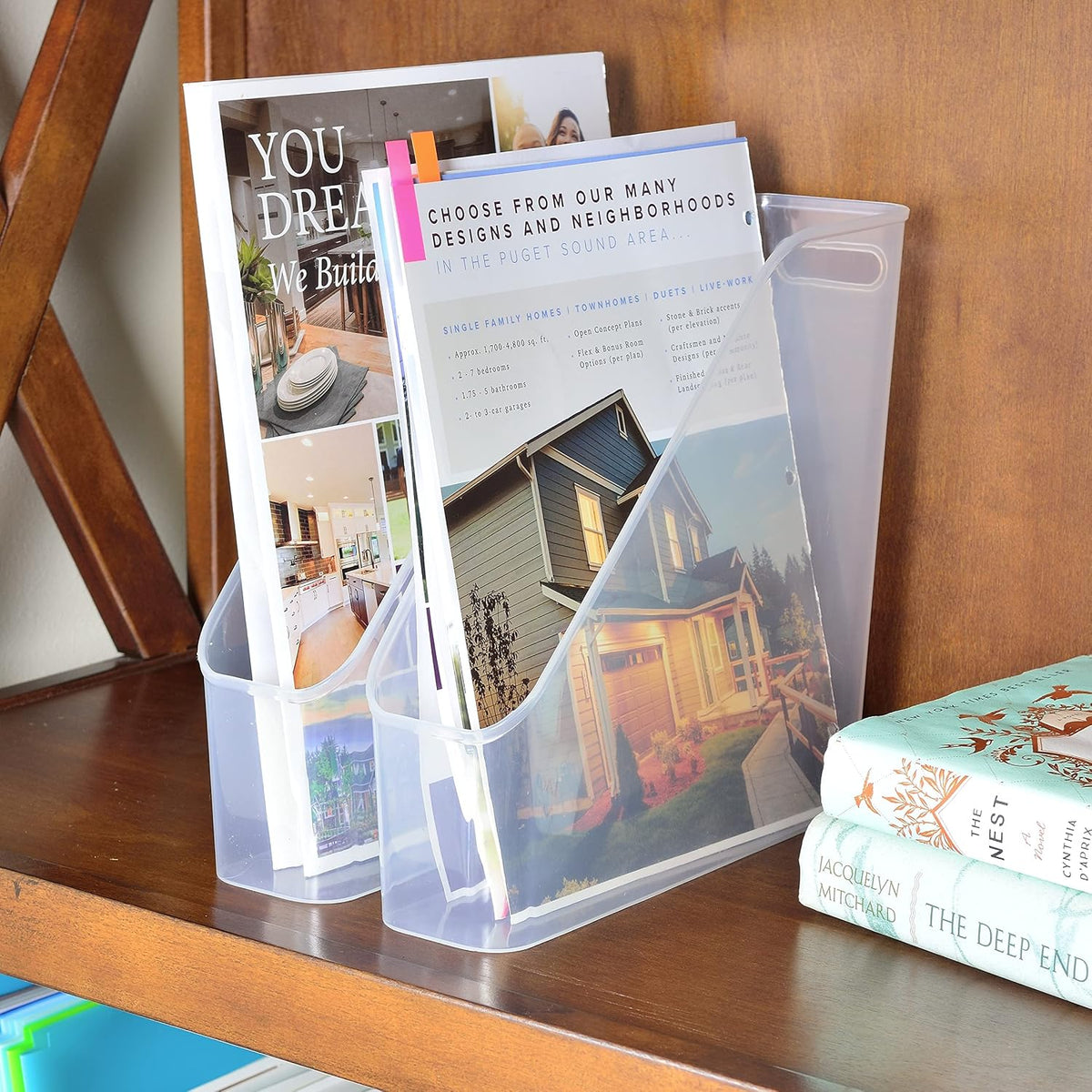 3 Pack File Folder Bin Storage, Plastic File Folder Bin Organizer with Handle