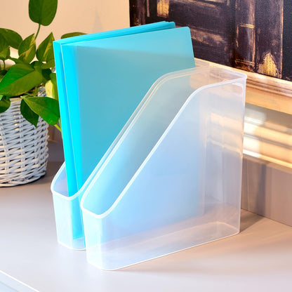 3 Pack File Folder Bin Storage, Plastic File Folder Bin Organizer with Handle