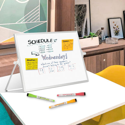 Double-Sided Magnetic White Board with Stand, 16" x 12"