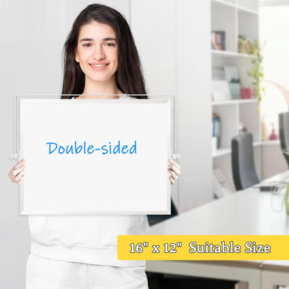 Double-Sided Magnetic White Board with Stand, 16" x 12"