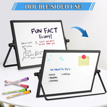 Double-Sided Magnetic White Board with Stand, 16" x 12"