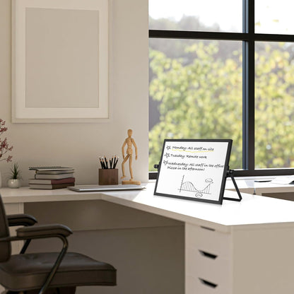 Double-Sided Magnetic White Board with Stand, 16" x 12"