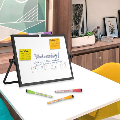 Double-Sided Magnetic White Board with Stand, 16" x 12"