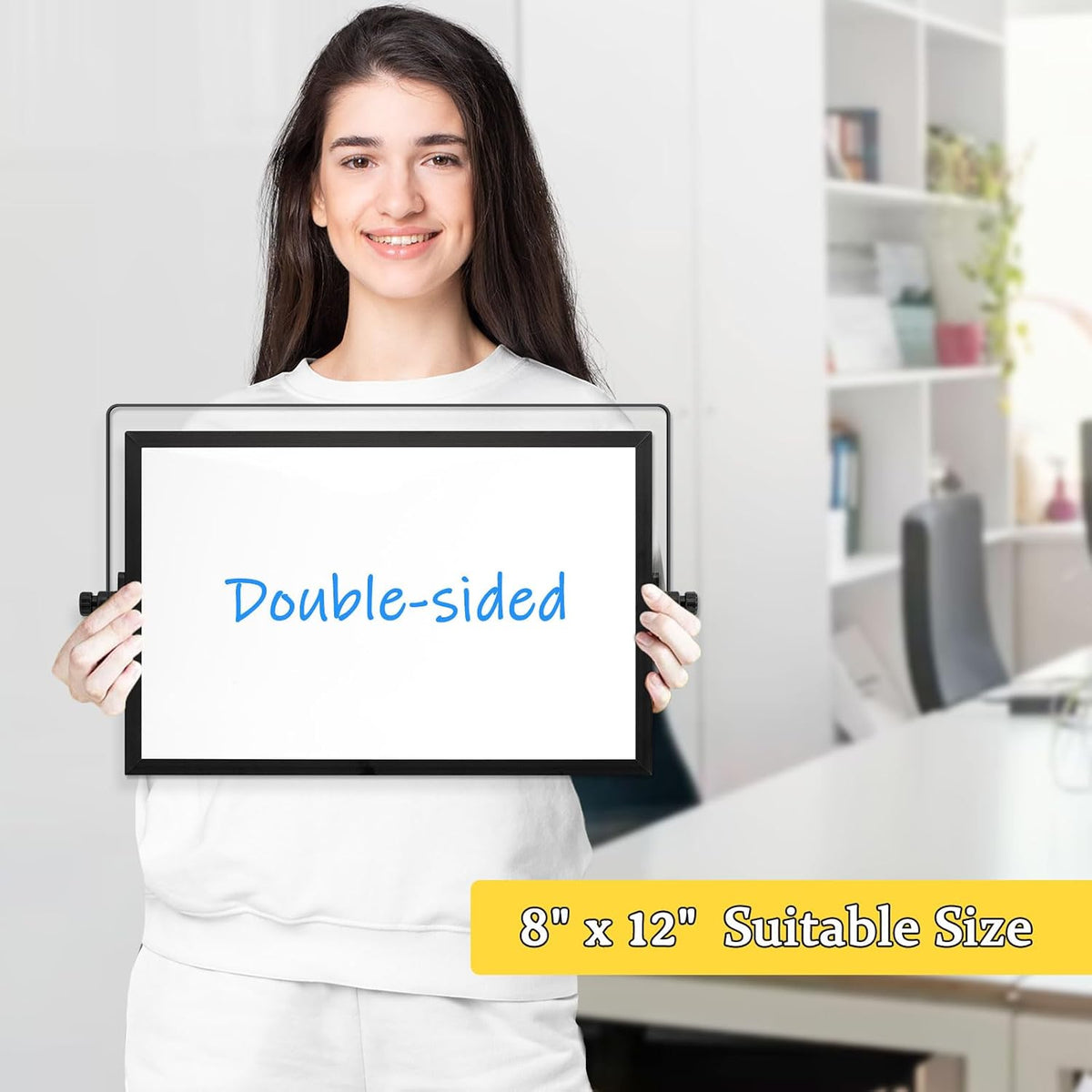Double-Sided Magnetic White Board with Stand, 16" x 12"