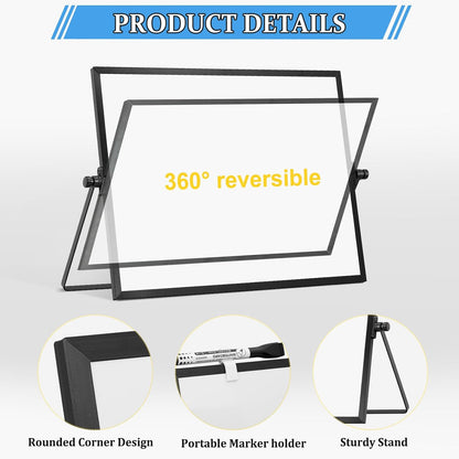 Double-Sided Magnetic White Board with Stand, 16" x 12"
