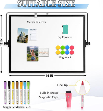 Double-Sided Magnetic White Board with Stand, 16" x 12"