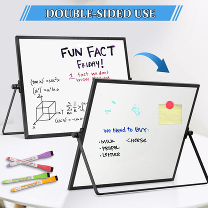 Double-Sided Magnetic White Board with Stand, 16" x 12"