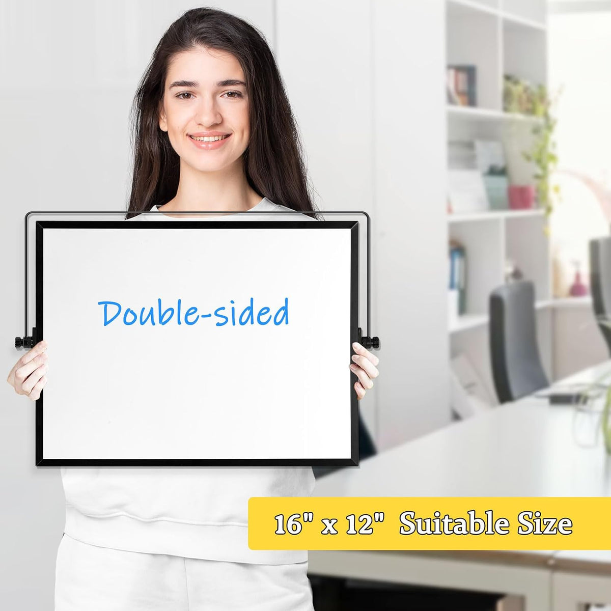 Double-Sided Magnetic White Board with Stand, 16" x 12"